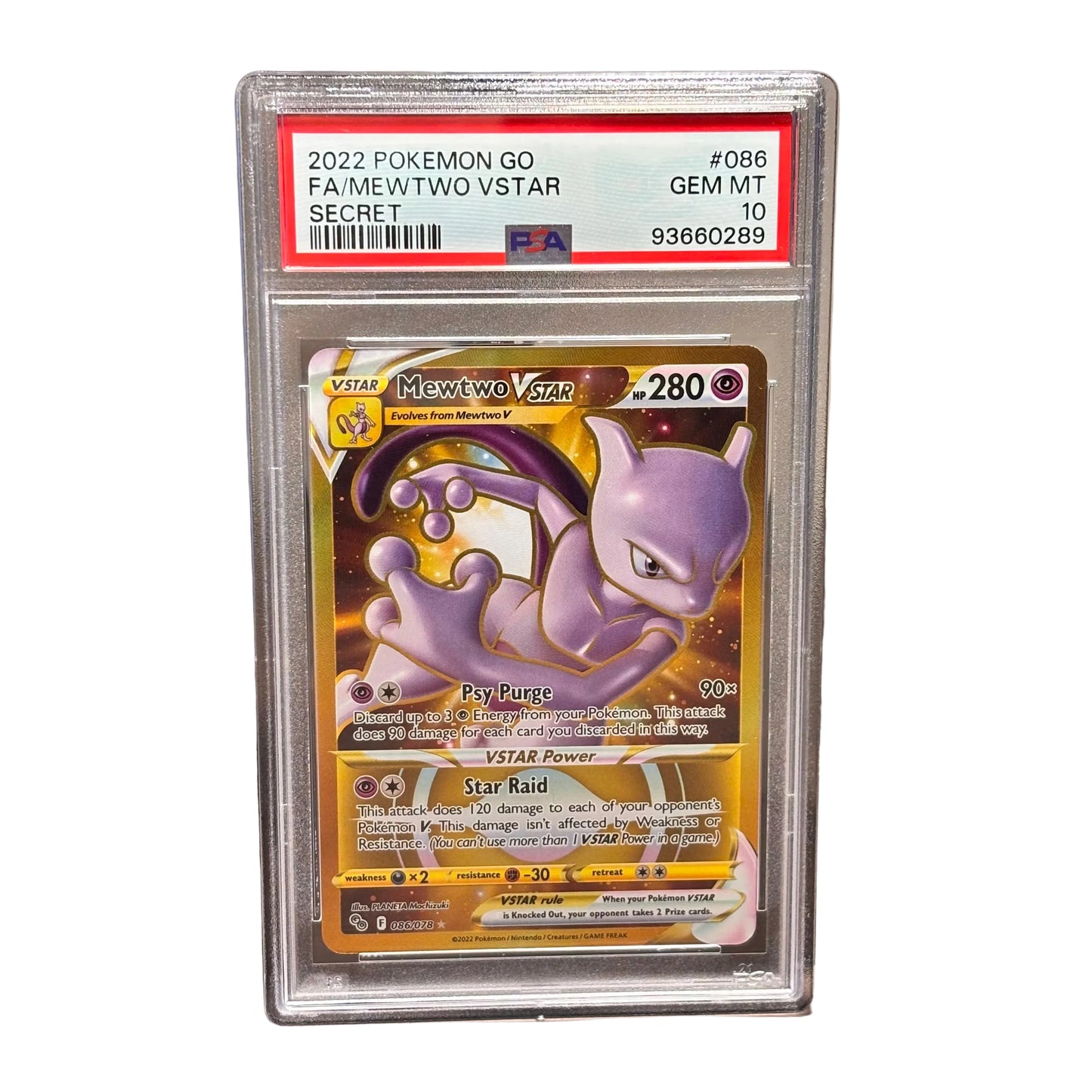 Mewtwo VSTAR 086/078 Pokémon Go Secret Rare PSA 10